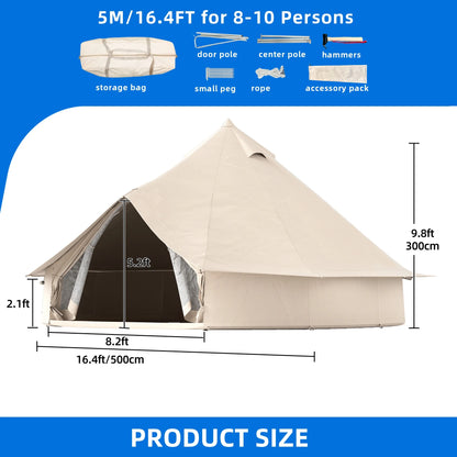 Dextrus Camping Tent with Stove Jacks & Windows for Outdoor Family Party, Camping, Picnic, Barbecue