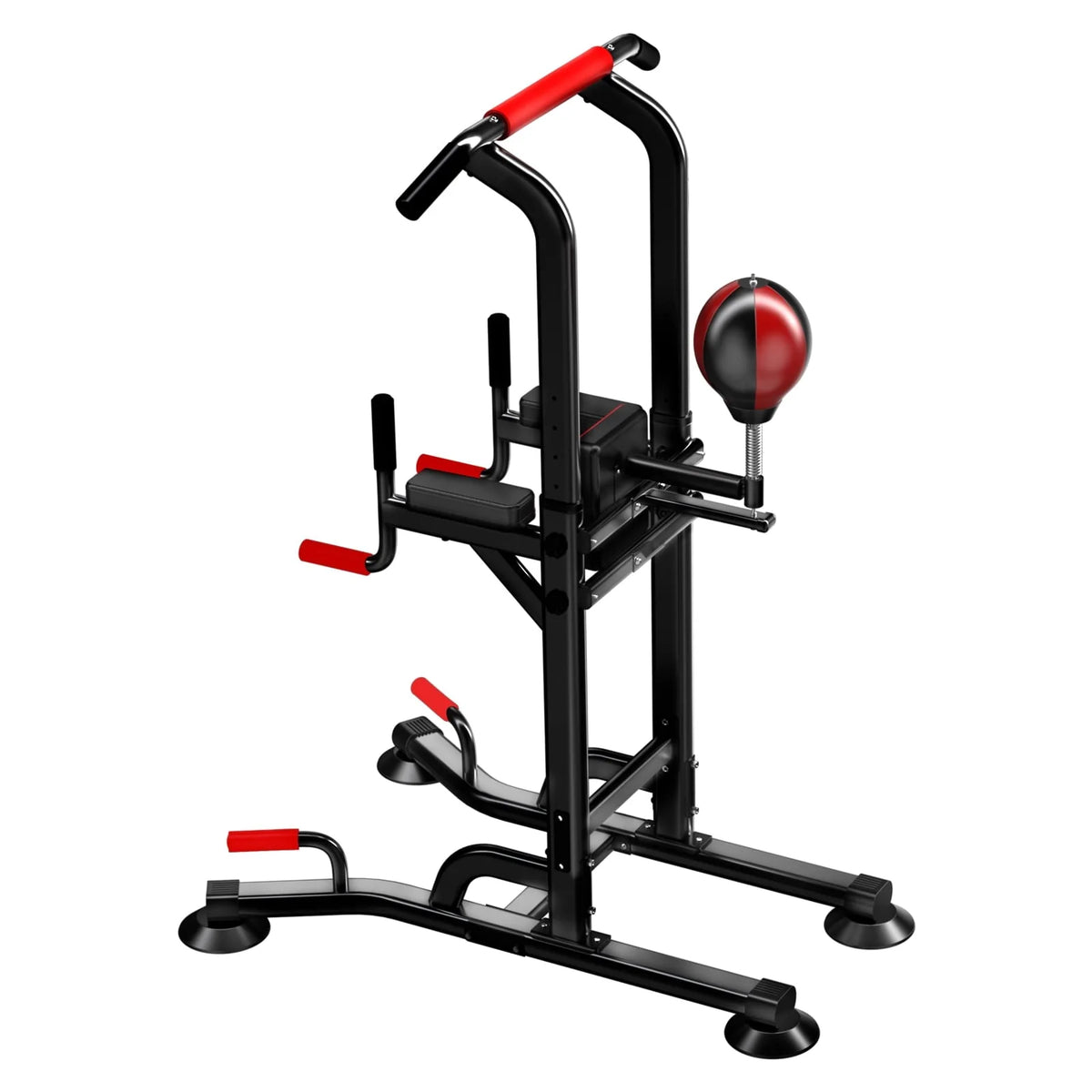 Power Tower Dip Station Pull Up Bar Gym Fitness Workout Exercise Equipment Strength Training with Speed Punching Bag Boxing Ball