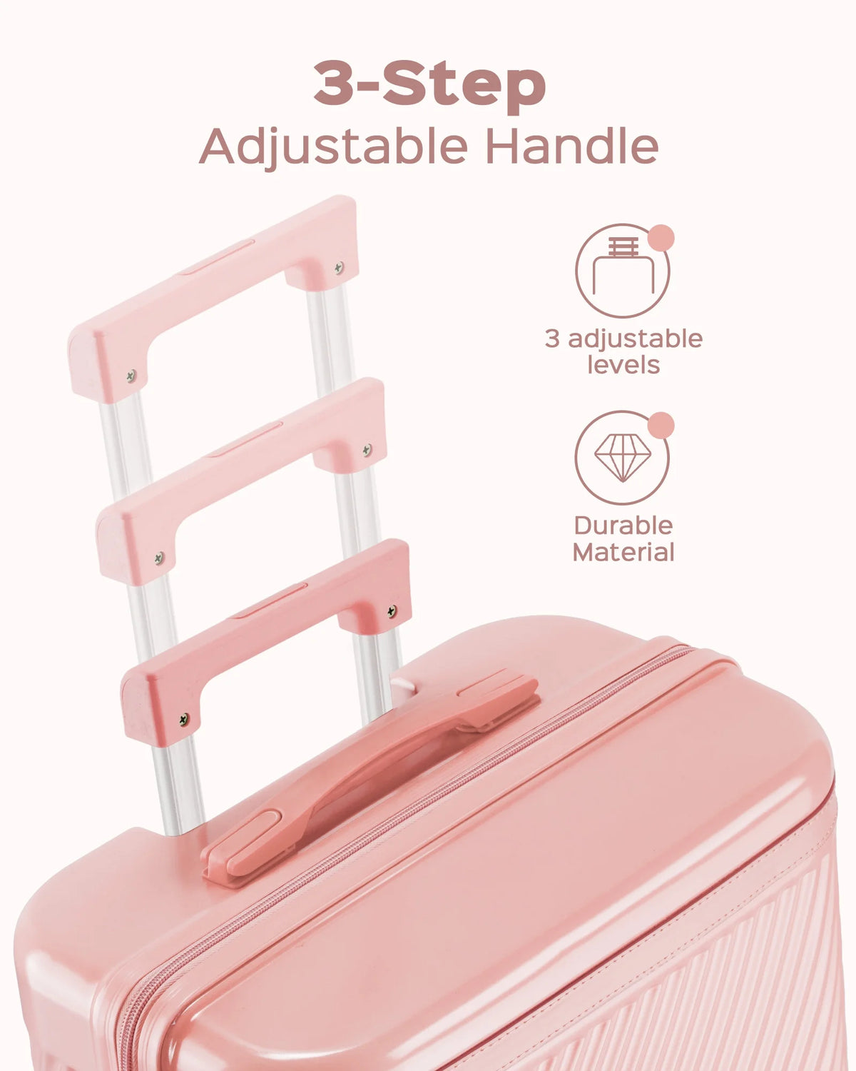 3 Piece Luggage Sets Hard Shell Suitcase Set with Spinner Wheels for Travel Trips Business 20" 24" 28", Rose Gold