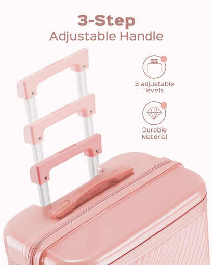 3 Piece Luggage Sets Hard Shell Suitcase Set with Spinner Wheels for Travel Trips Business 20" 24" 28", Rose Gold
