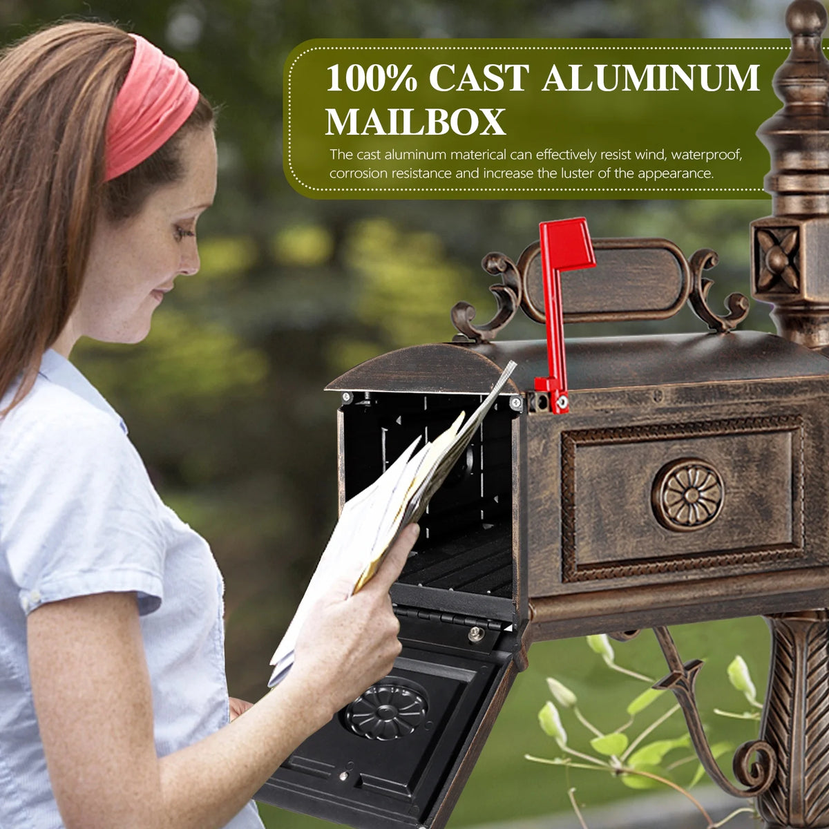 Betisef Large Cast Aluminum Mailbox Barcelona Decorative Post Mail Box Combination Stratford Heavy Duty