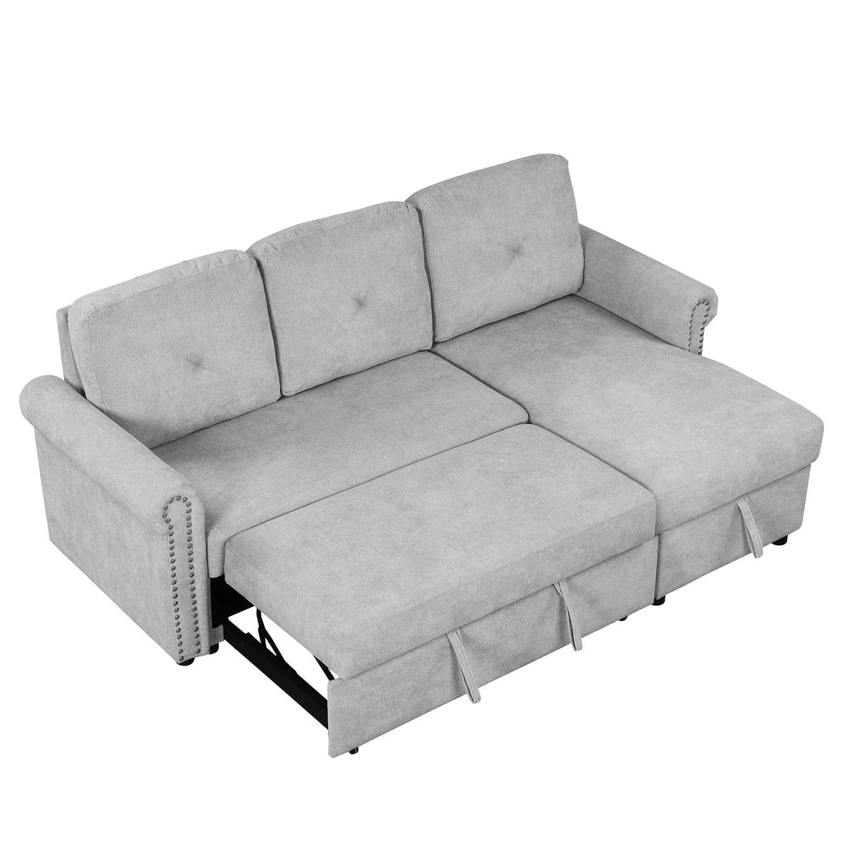Euroco 83" L Shaped Sofa Bed Modern Convertible Sleeper Sofa Bed with Storage Chaise, Gray