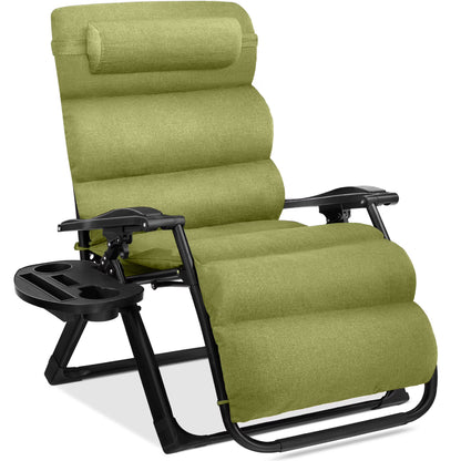 Best Choice Products Oversized Zero Gravity Chair, Folding Recliner w/ Removable Cushion, Side Tray - Fossil Gray