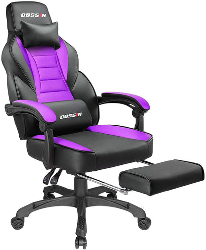 Bossin Gaming Chairs with Footrest,2022 Leather Game Chair for Adults,Big and Tall Gamer Chair with Headrest and Lumbar Support