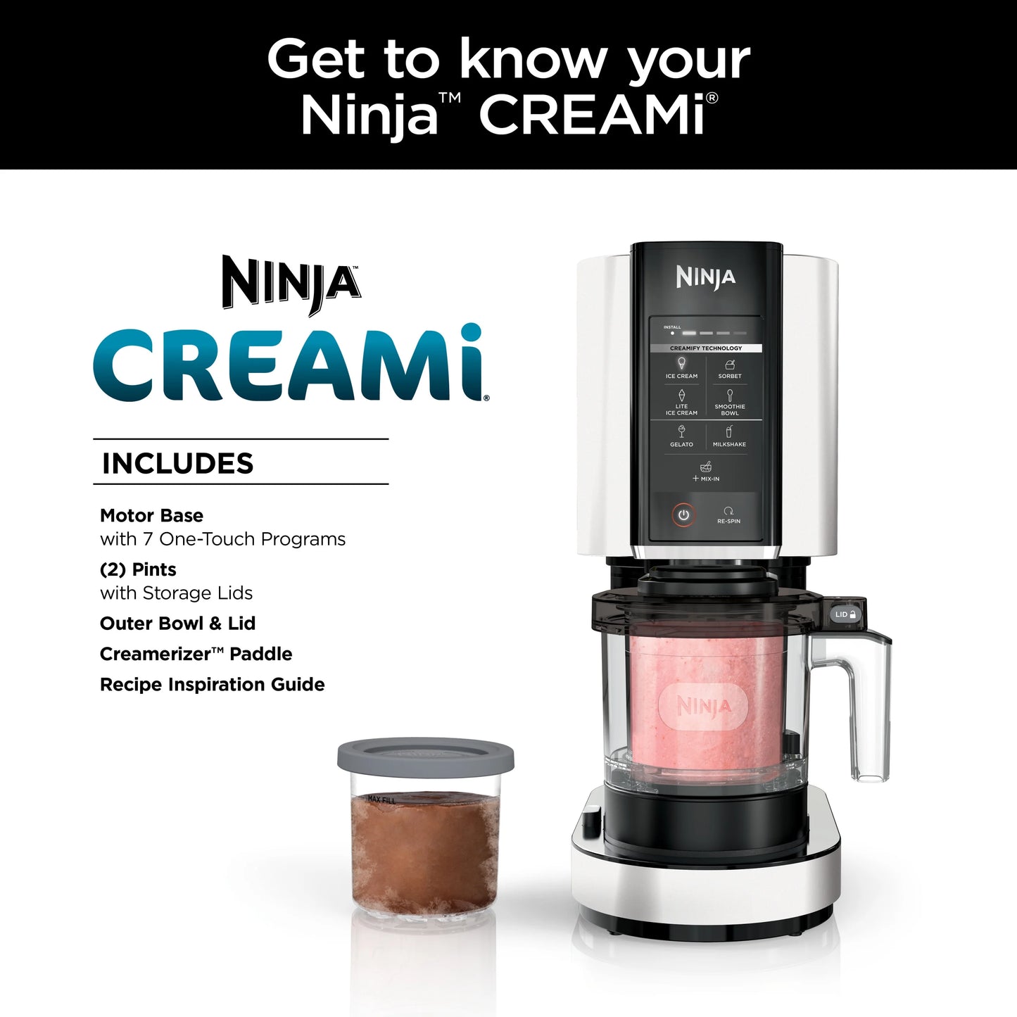 Ninja?? CREAMi??, Ice Cream Maker and Frozen Treat Maker with 7 One-Touch Programs, NC300WMWH
