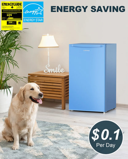 Upstreman 3.2 Cu.Ft. Mini Fridge with Freezer Single Door Small Refrigerator Adjustable Thermostat Compact Fridge with Reversible Door, Low Noise, BR321 Black