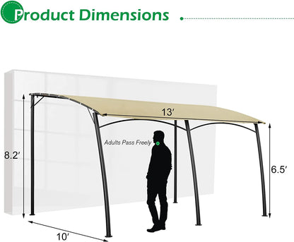 AECOJOY 13'x10' Outdoor Wall Mounted Gazebo, Outdoor Pergola-Beige