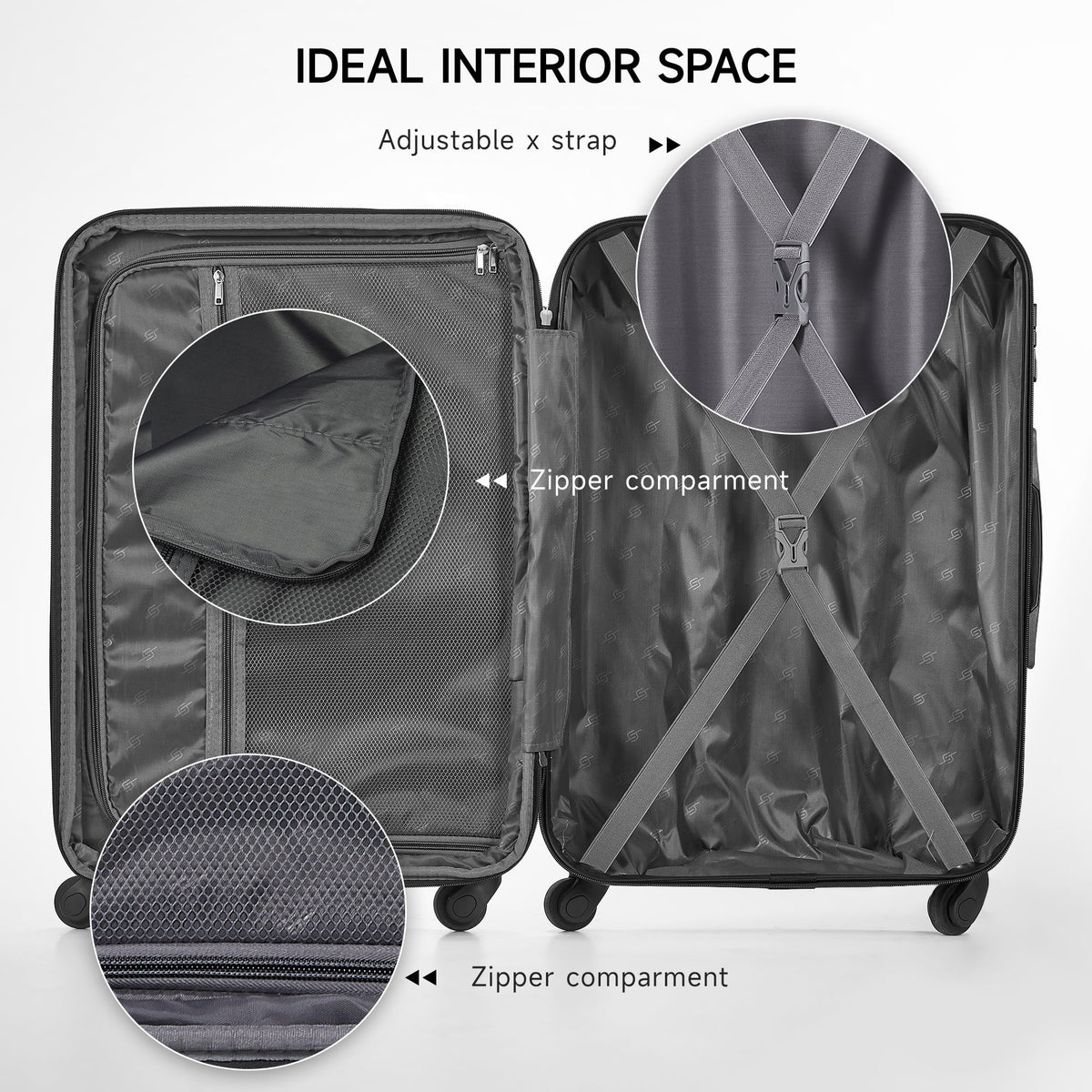 3 Piece Luggage Sets Hard Shell Suitcase Set with Spinner Wheels for Travel Trips Business 20" 24" 28", Rose Gold