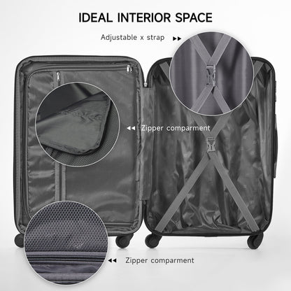 3 Piece Luggage Sets Hard Shell Suitcase Set with Spinner Wheels for Travel Trips Business 20" 24" 28", Rose Gold