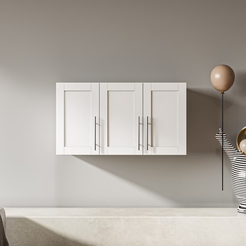 Stackable Wall Cabinet,Solid Wood Storage Cabinet with Adjustable Shelves and Doors,Console Table Side Table for Hallway,Sideboard Buffet Cupboard for Kitchen, 15.75" D x 15.75" W x 70.87" H, White
