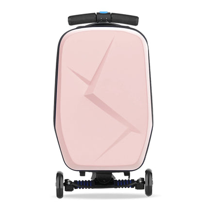 Advwin Scooter Luggage for Kids & Adults, Hardside Ride on Suitcase for Kids Ages 4-15 Multifunctional Lightweight Foldable Carry on Luggage with Wheels Ride on for Children Teenagers, Pink