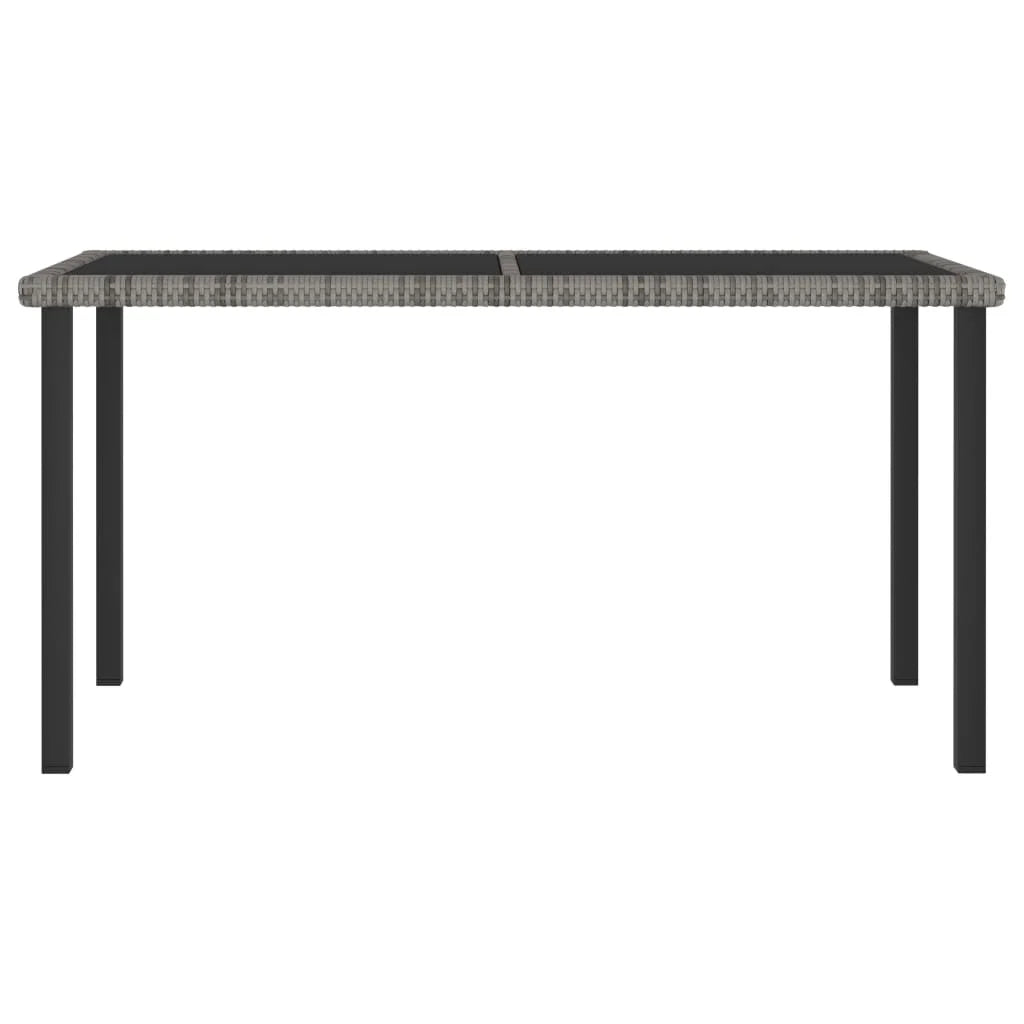 vidaXL Outdoor Dining Table Garden Porch Patio Table with Glass Top PE Rattan