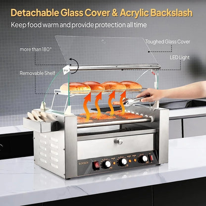 ROVSUN 1050 W 18 Hot Dog Capacity Commercial Hot Dog Roller Grill