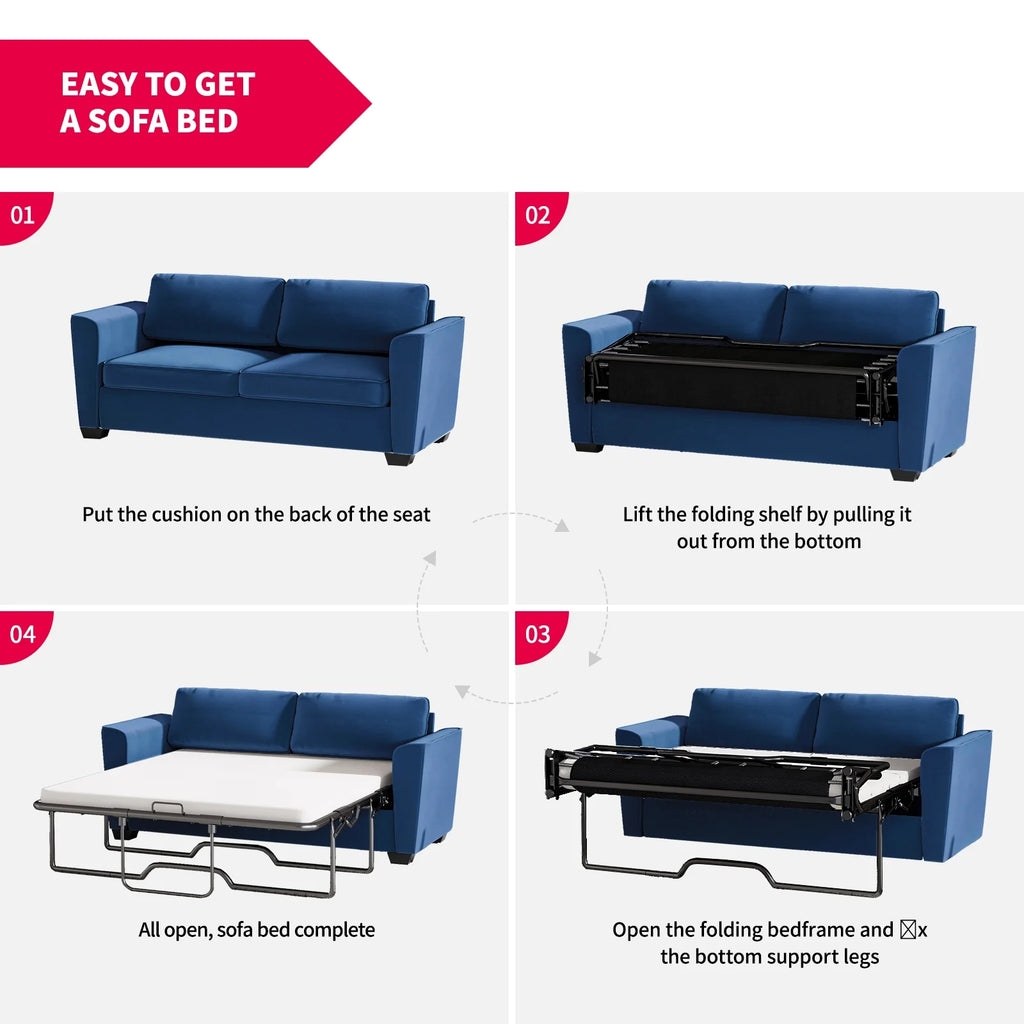 Mjkone Queen Pull Out Sofa Bed,Loveseat Sleeper Sofa with Mattress,2-in-1 Convertible Sleeper Couch,Dark Grey