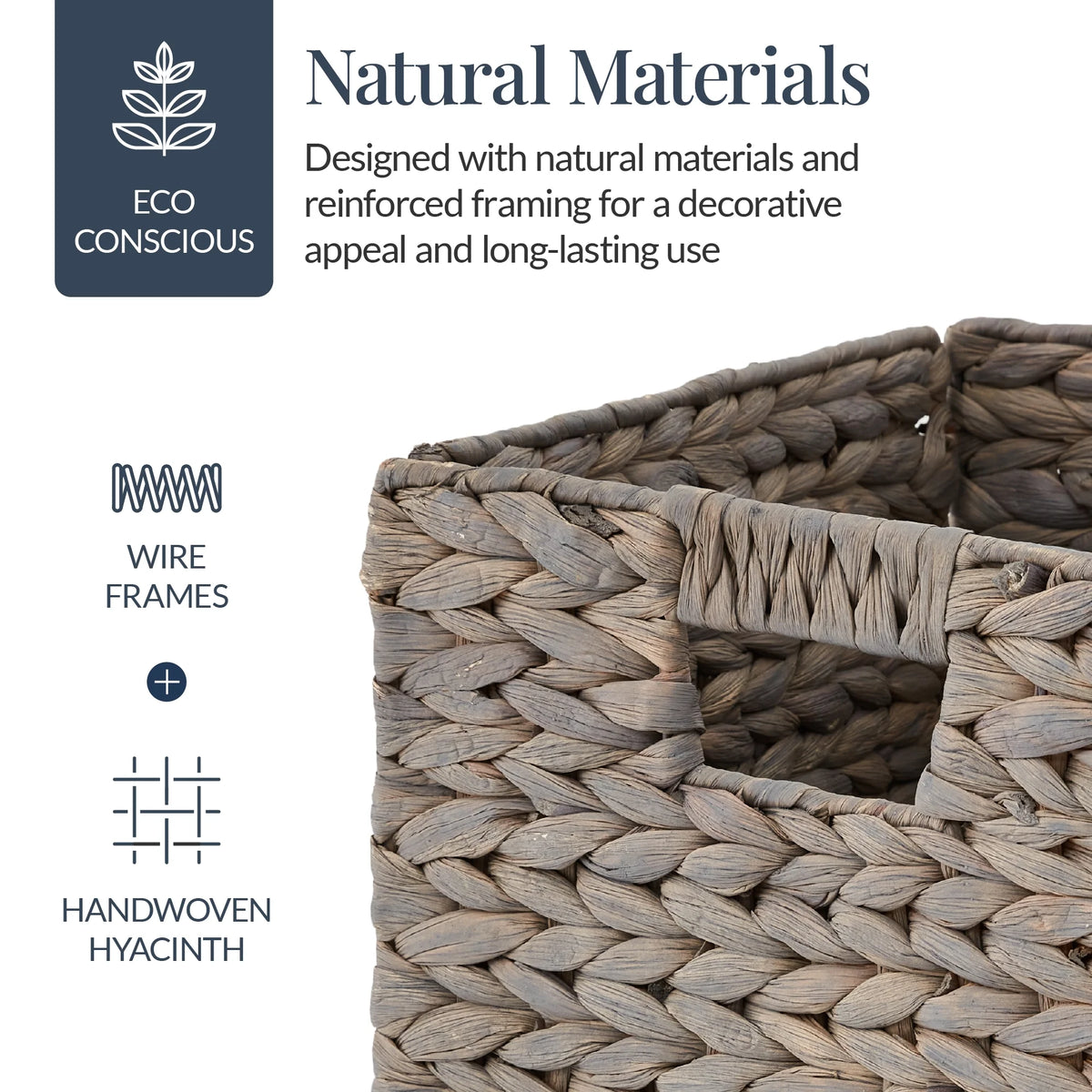 Best Choice Products 12x12in Hyacinth Baskets, Set of 5 Multipurpose Collapsible Organizers w/ Inserts - Natural