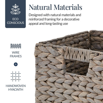 Best Choice Products 12x12in Hyacinth Baskets, Set of 5 Multipurpose Collapsible Organizers w/ Inserts - Natural