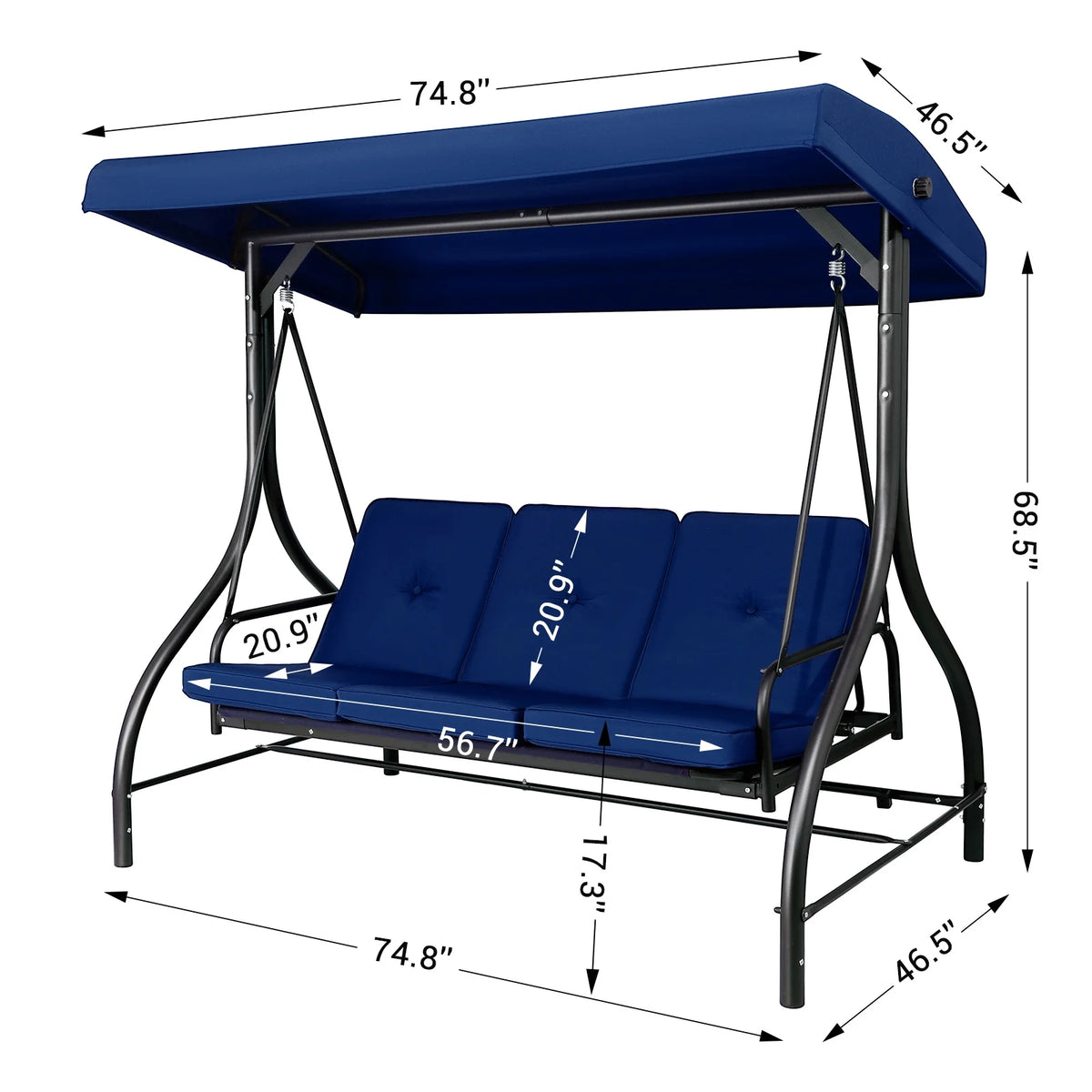 Arlopu 3 Person Porch Swing Outdoor Converting Canopy Swing Glider with Canopy