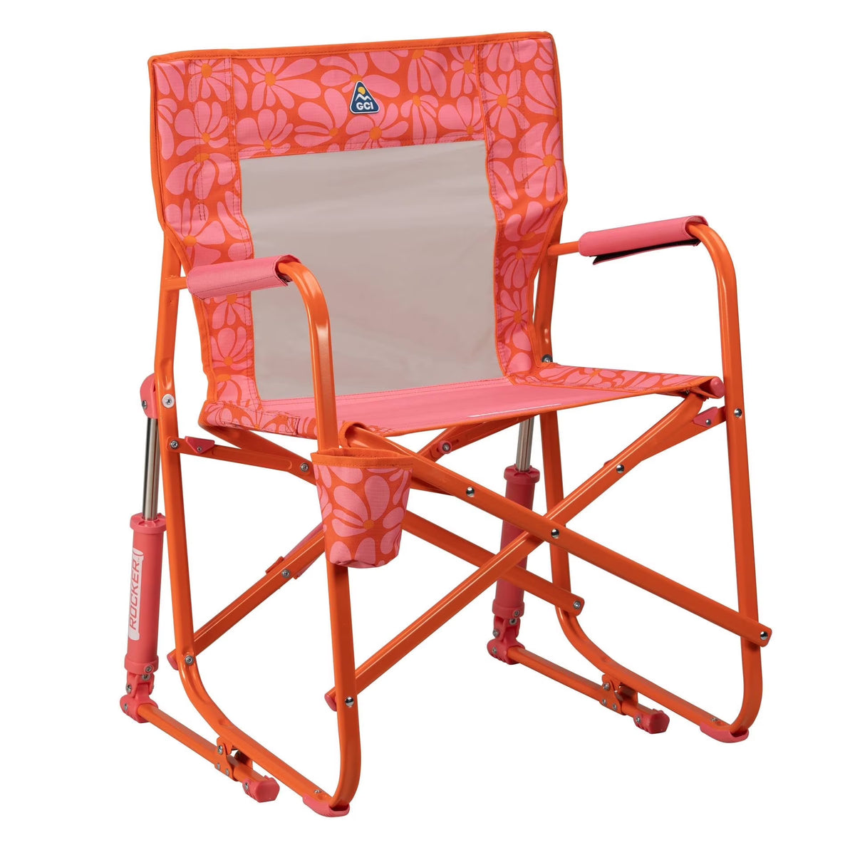 GCI Outdoor Freestyle Rocker Foldable Rocking Camp Chair, Purple Floral