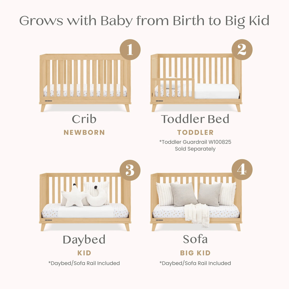 Delta Children Frankie 4-in-1 Convertible Crib - Greenguard Gold Certified, Black with Natural