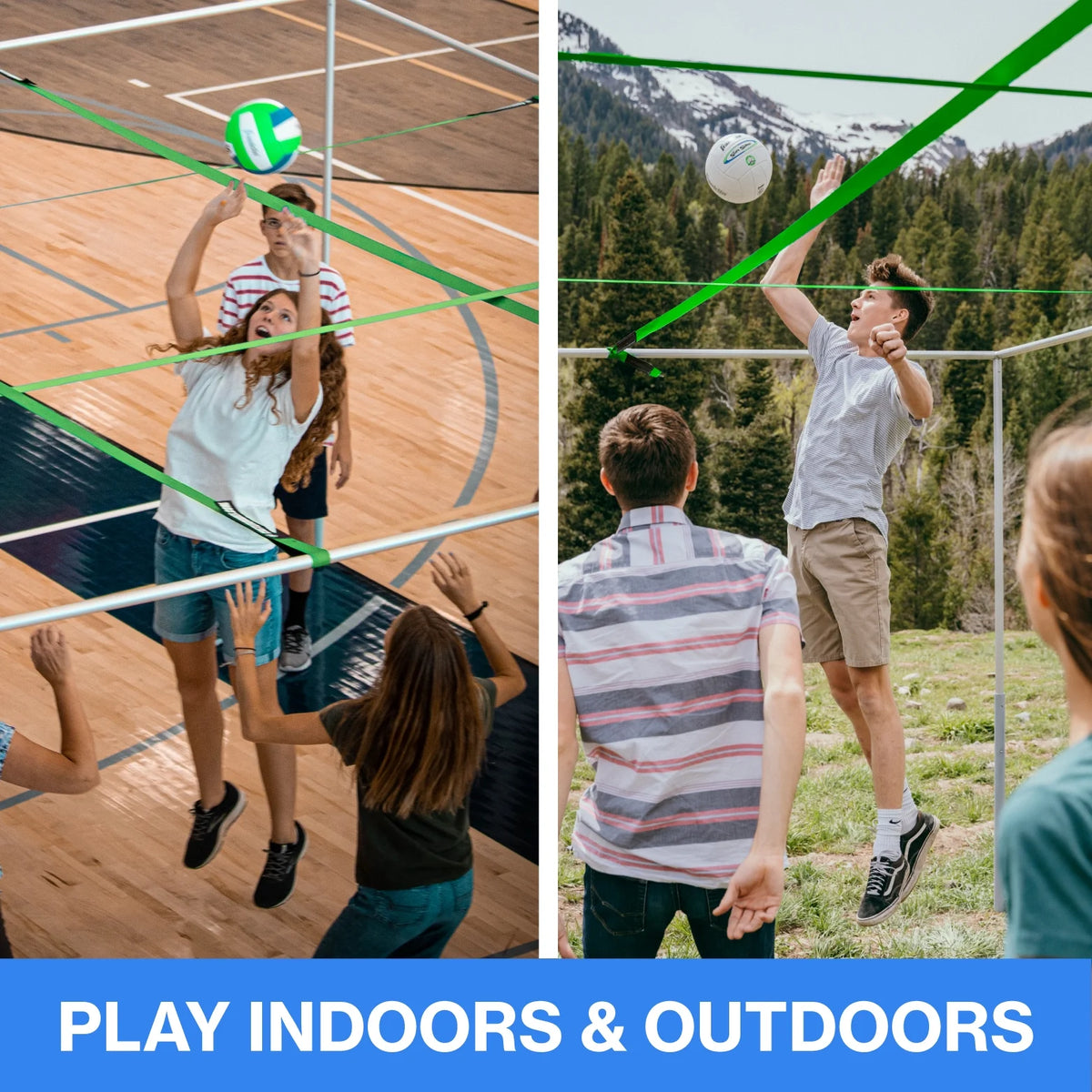 Castle Squares 9 Square, volleyball, indoor/outdoor yard game - Mill Finish Aluminum