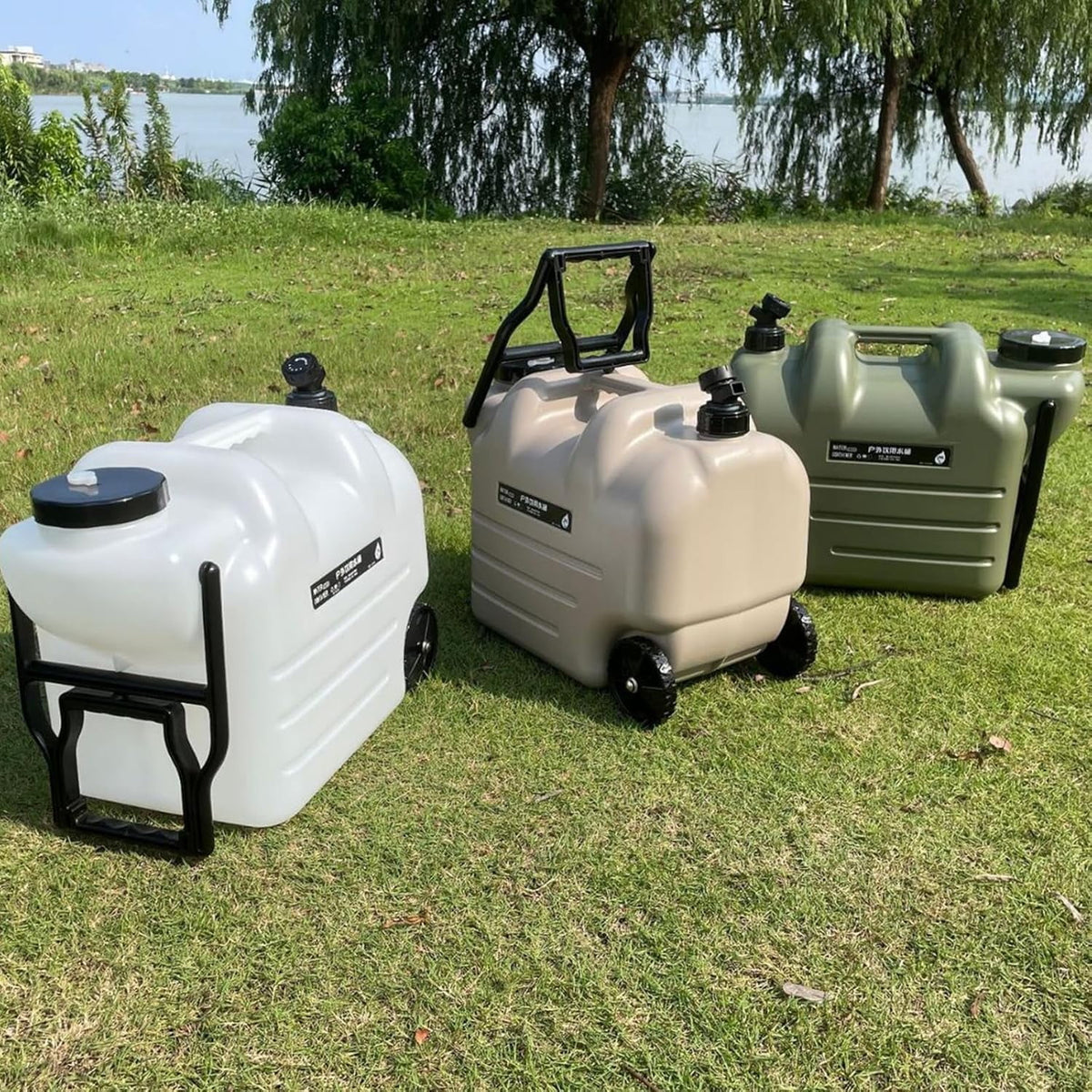 Water Container Water Storage Container Wheeled Pull Rod with Handle Water Barrel Water Jug for Camping Picnic Bath Emergency