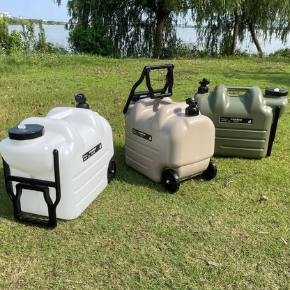 Water Container Water Storage Container Wheeled Pull Rod with Handle Water Barrel Water Jug for Camping Picnic Bath Emergency