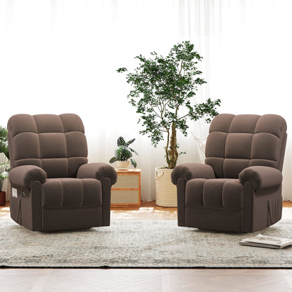 Power Recliner Chair,Electric Recline Sofa Chair for Adults with USB Port,Comfy Teddy Fleece Adjustable Cloud Sofa,Tool-Free Setup,Beige White