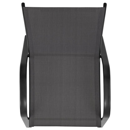 Emma + Oliver 4 Pack Gray Outdoor Stack Chair with Flex Comfort Material - Patio Stack Chair