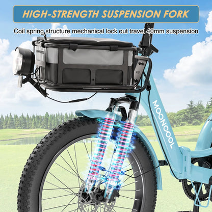 MOONCOOL TK1 Folding Electric Tricycle for Adults,48V 14.5Ah Removable battery, 500W（Peak 1000w）Motor, 20" Fat Tire Step-Thru 3Wheel Electric Bicycle w/Front&Rear Baskets, Certified to UL 2849 by SGS