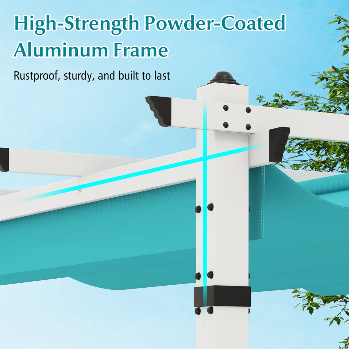 Gymax 12' x 10' Outdoor Pergola w/ Retractable Canopy Aluminum Frame Anchors Patio Grey