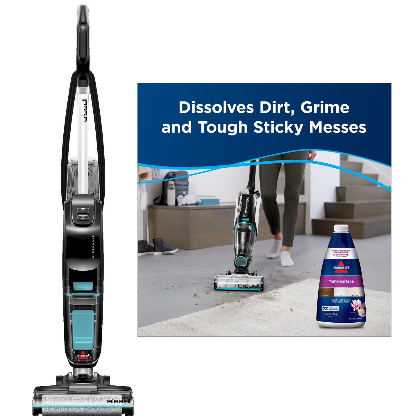 BISSELL CrossWave Hard Floor Expert, Corded, Multi-Surface Hard Floor Cleaner, Wet Dry Vacuum, for Tile, Sealed Wood Floors, and Laminate, Lightweight, Two Tank Technology, Self Cleaning Cycle, 3831