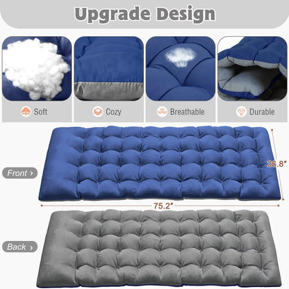 MOPHOTO Lounge Chair with Mattress, Outdoor Chaise Lounge Support 440 Lbs, Adjustable Portable Heavy Duty Sleeping Cots Bed for Camping, Pool, Beach, Patio