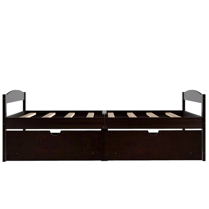 Euroco Twin Size Wooden Daybed with 2 Storage Drawers for Kids Bedroom, Gray
