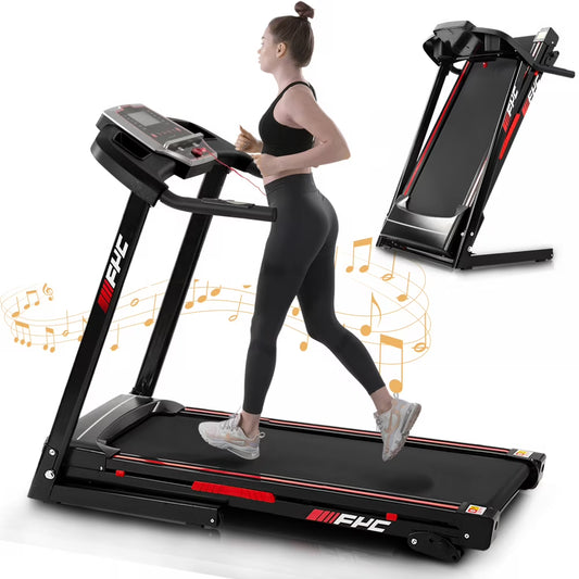Foldable Electric Treadmill, 3.5HP Motorized Running Machine with 12 Perset Programs 300LBS Weight Capacity Walking Jogging Treadmill for Office Home Gym Workout with Incline