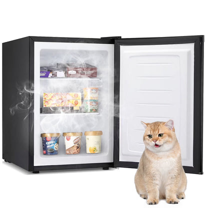 Auseo Mini Freezer Countertop, Energy Saving 2.6 Cu.ft, Single Door Compact Upright Freezer with Reversible Door for Home/Office/Kitchen-White