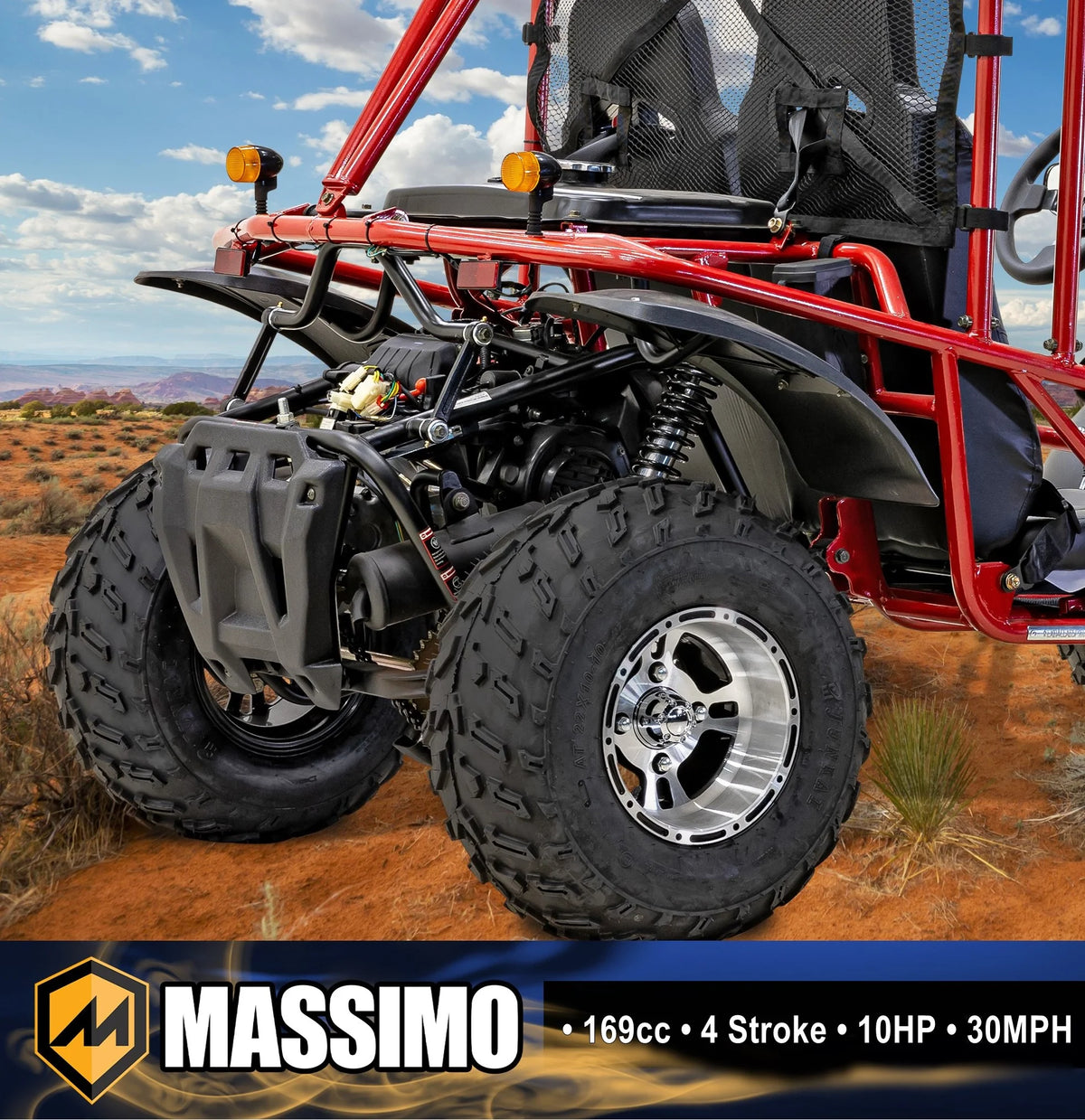 Massimo GKA 200 169cc EFI Adult Go Kart with 10HP Engine, 2WD Off-Road Go Cart, Dual Seats, Red