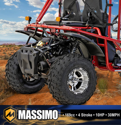 Massimo GKA 200 169cc EFI Adult Go Kart with 10HP Engine, 2WD Off-Road Go Cart, Dual Seats, Red