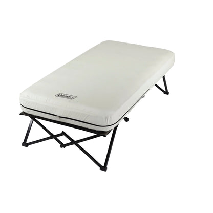 Coleman Cot and Thick Queen Air Mattress Combo Side Tables, Pump Included