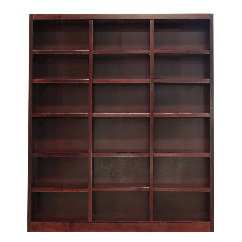 Concepts in Wood 18 Shelf Triple Wide Wood Bookcase, 84 inch Tall - Cherry Finish