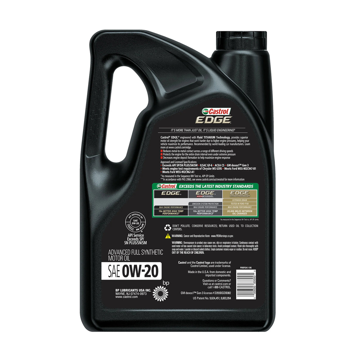 Castrol EDGE 0W-20 Advanced Full Synthetic Motor Oil, 5 Quarts, Case of 3