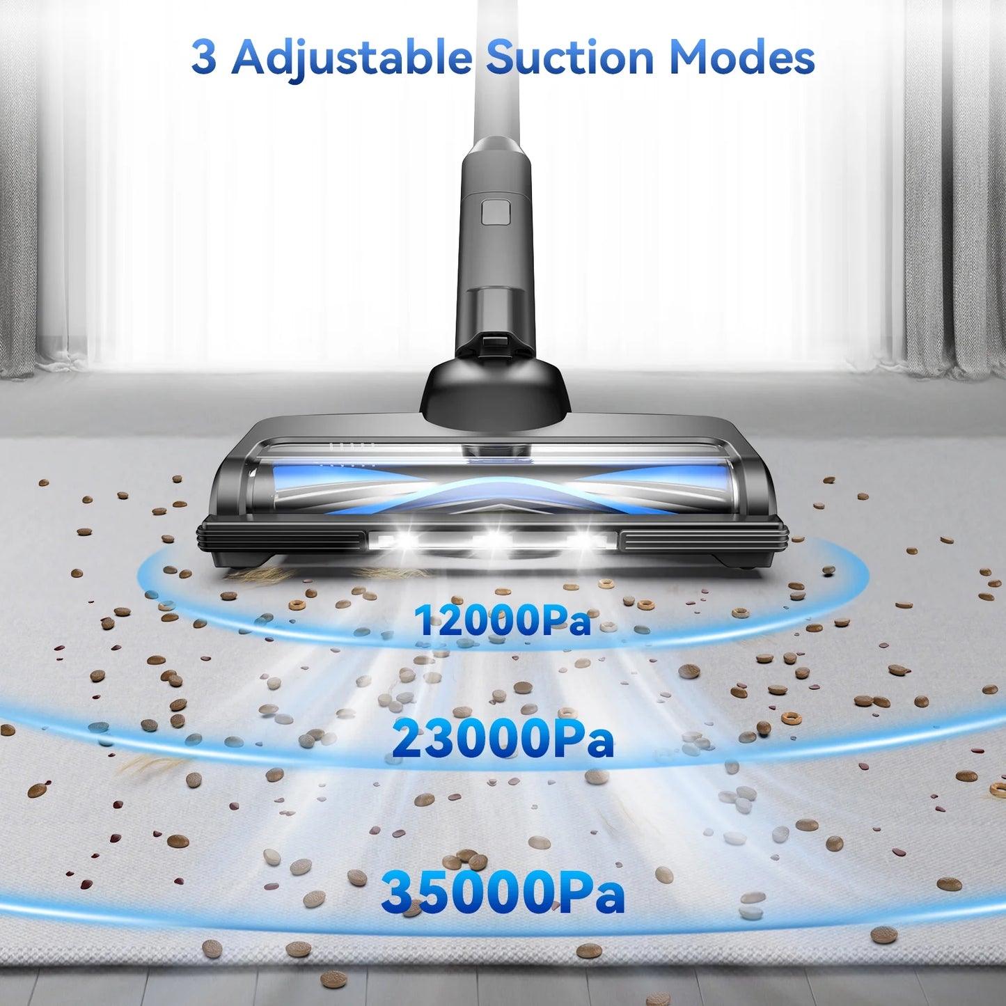 Lazyswan Cordless Vacuum Cleaner 35KPA Self-Standing Stick Vacuum 50min 400W Vac for Home Pet Hair Car Carpet Hardwood Floor, Black