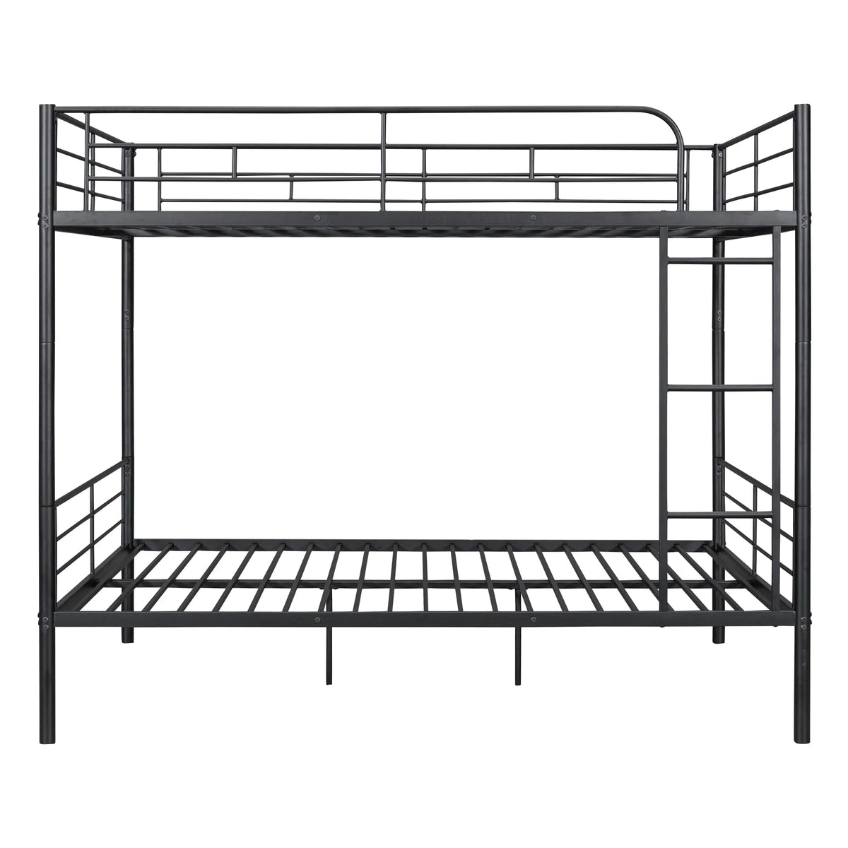Full over Full Bunk Beds, BTMWAY Metal Bunk Beds Full Over Full Size, Full Size Convertible Bunk Beds for Kids Teens Adults, with Ladder and Safety Guardrails, Load-Bearing 350lbs, Noise-Free, Black
