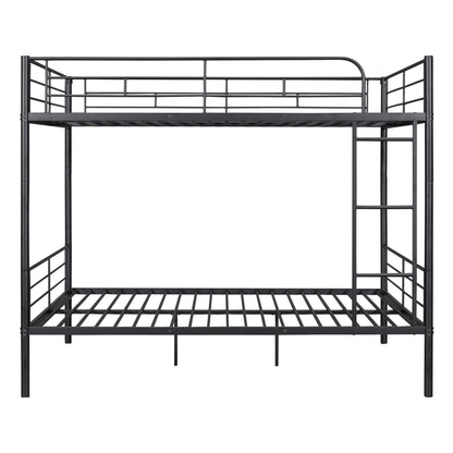 Full over Full Bunk Beds, BTMWAY Metal Bunk Beds Full Over Full Size, Full Size Convertible Bunk Beds for Kids Teens Adults, with Ladder and Safety Guardrails, Load-Bearing 350lbs, Noise-Free, Black