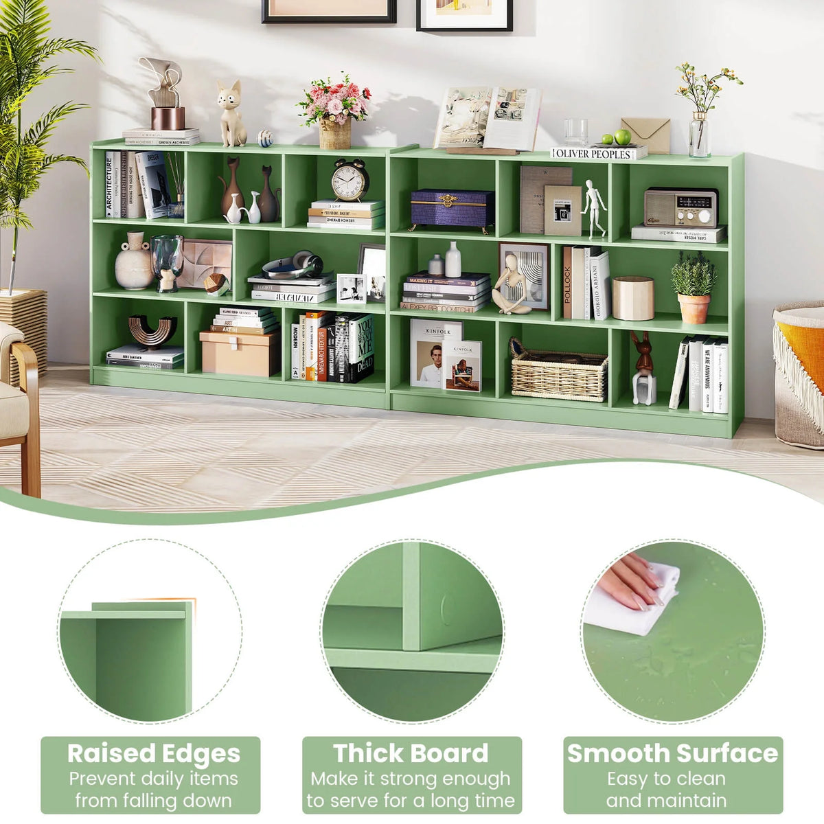 Costway 3-tier Open Bookcase 8-Cube Floor Standing Storage Shelves Display Cabinet White