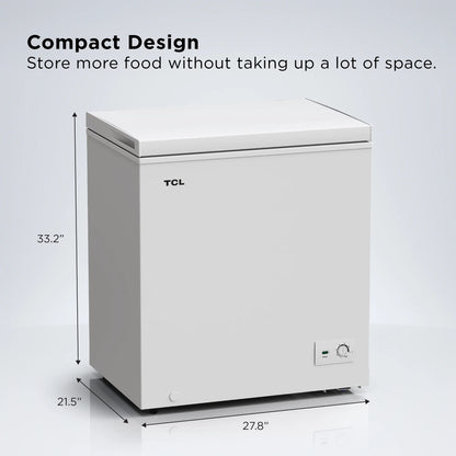 TCL 5.0 Cu. Ft. Chest Freezer, White, Garage Ready, CF053W