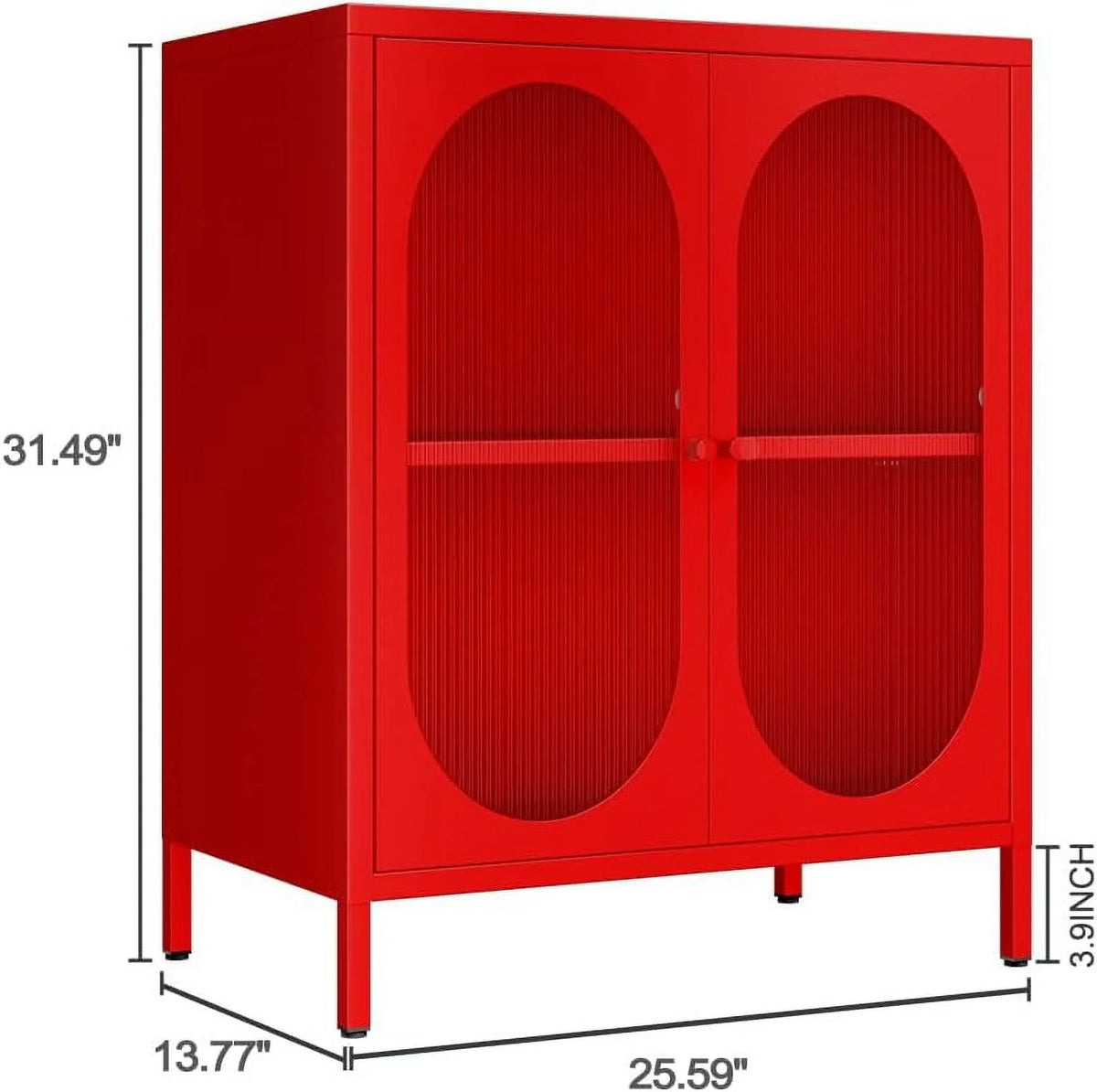 Small 2 Transparent Door Metal Storage Side Buffet Cabinet for Bed Room,Living Room,Entryway,Hallway,Home,Hotel,Office,Garage,Kitchen,1 Removable Shelf.
