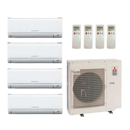 Mitsubishi 30,000 Btu 19 Seer 4-Zone Ductless Mini Split Heat Pump System - 6K-6K-6K-12K - MXZ4C36NA - (3) MSZGL06NA - MSZGL12NA