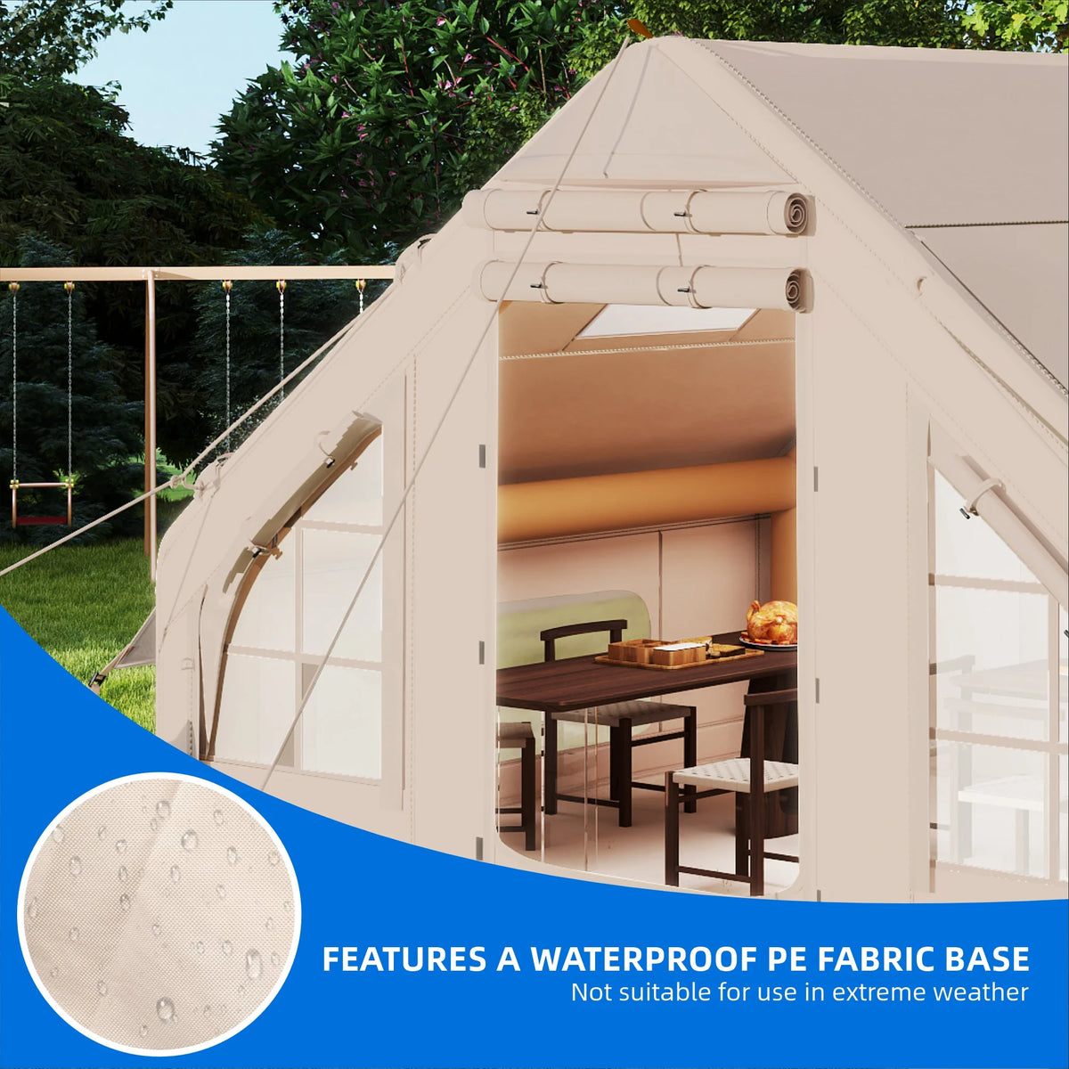 Dextrus Inflatable Camping Tent with Pump, Glamping Tents, Easy Setup 4 Season Waterproof Windproof Outdoor Blow Up Tent, Suitable for 2-6 people
