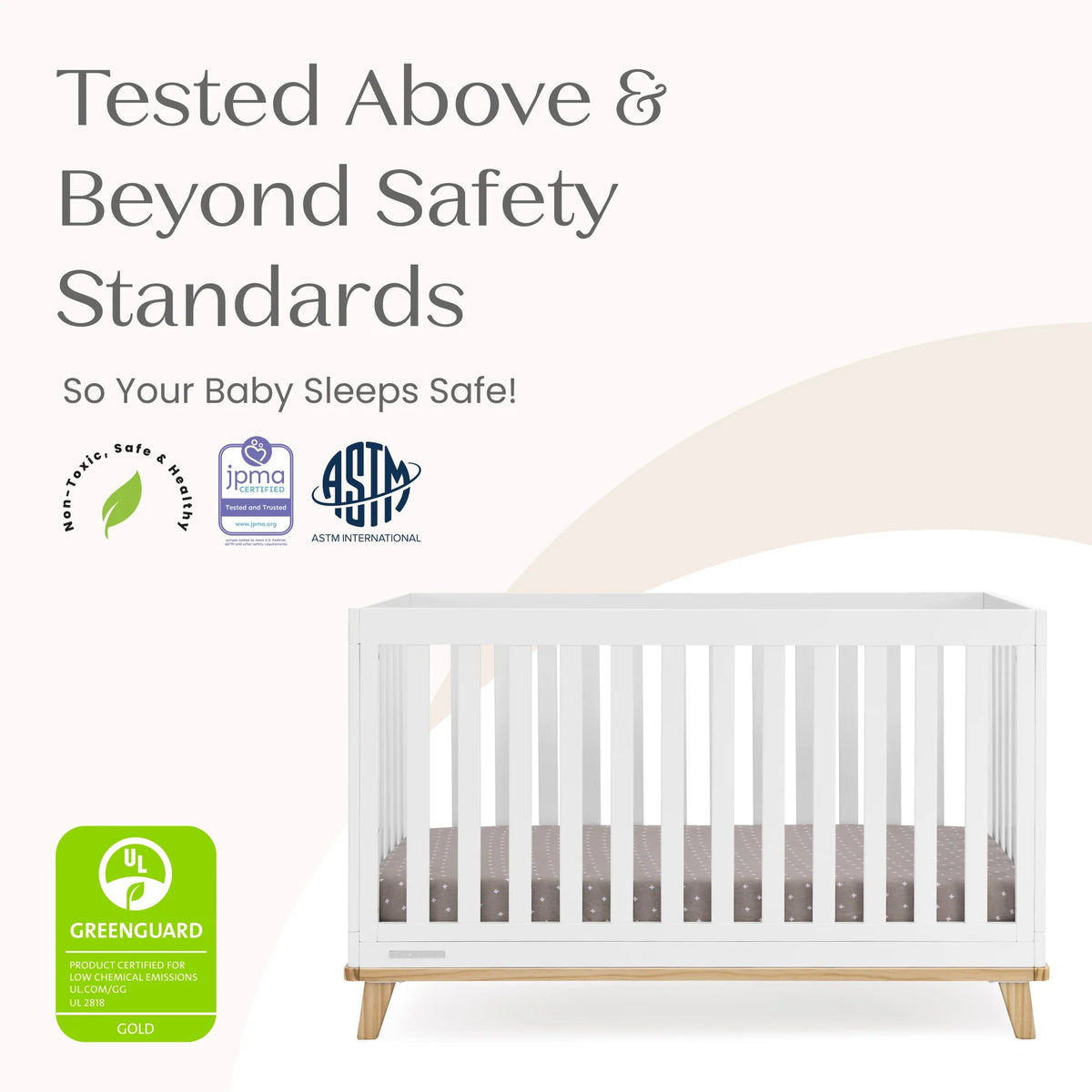 Delta Children Frankie 4-in-1 Convertible Crib - Greenguard Gold Certified, Black with Natural