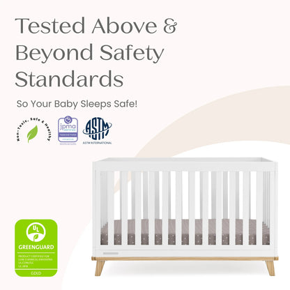 Delta Children Frankie 4-in-1 Convertible Crib - Greenguard Gold Certified, Black with Natural